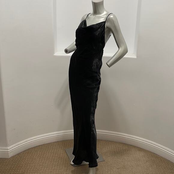Rise of Dawn Spaghetti Strap Slip Maxi Dress Black Shimmering Size XS NWT - Picture 3 of 13